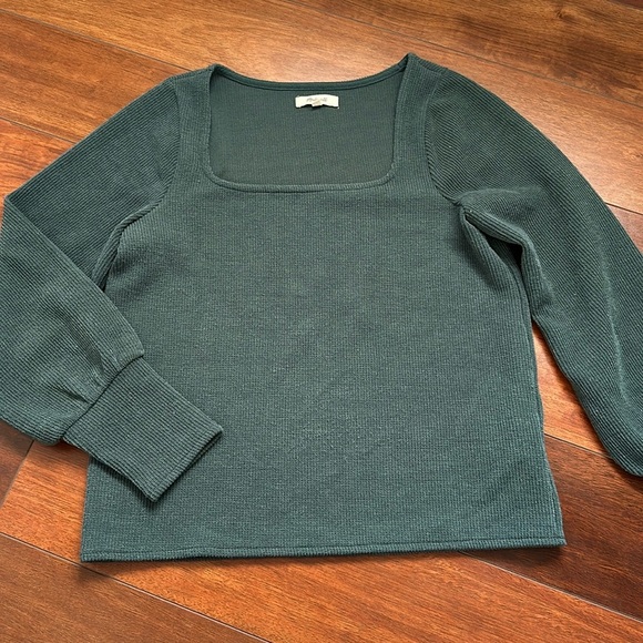 Madewell Sweaters - Madewell Women’s Ottoman Rib Square Neck Sweater in Midnight Green Medium